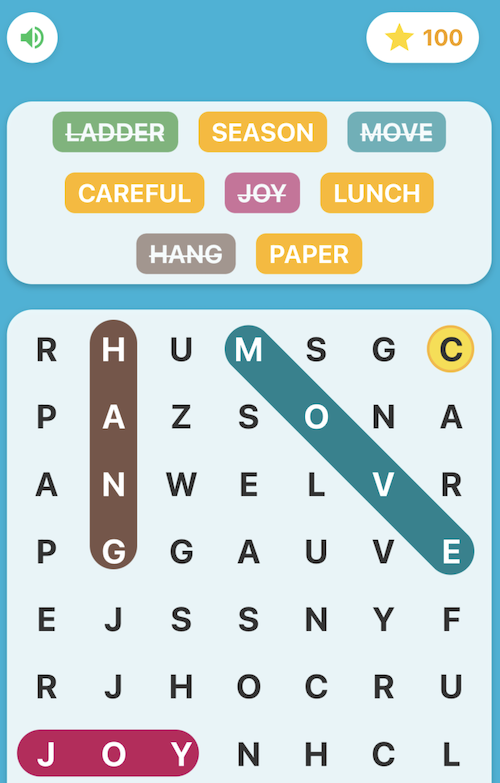 Lingo Word Search Gameplay in iPad